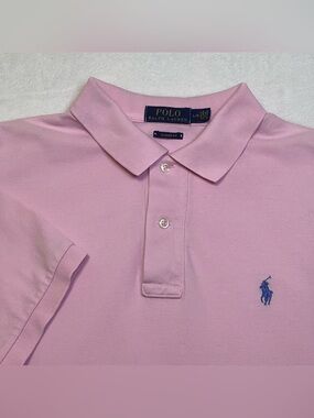 Polo Ralph Lauren Classic Fit Pink Pique Short Sleeve Polo Men's Large Blue Pony